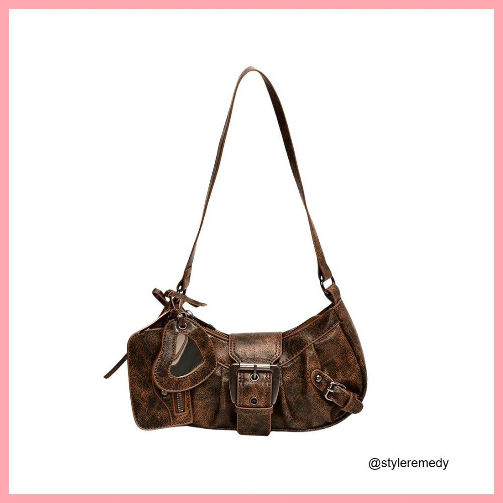 Vintage Y2K Hobo Shoulder Bag with Buckle Western Style and Coin Purse
